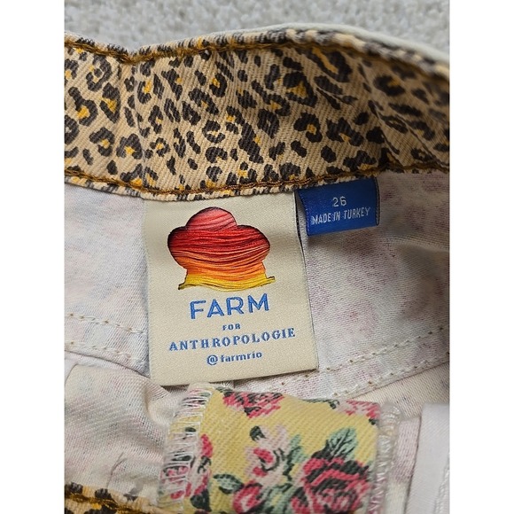 Anthropologie Farm Rio Patchwork Multi Floral Denim Shorts Boho Festival Sz 26 - Picture 6 of 7